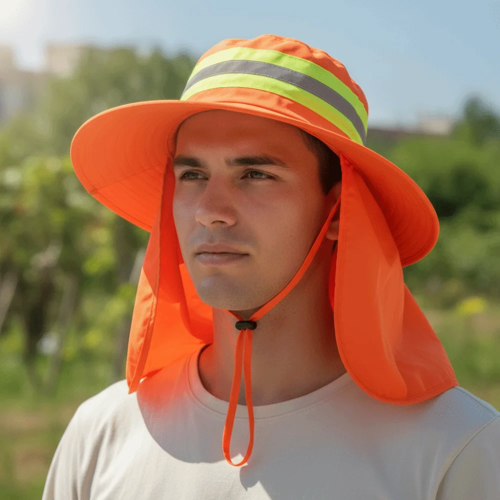 Adjustable Design Reflective Sun Hat UV Protection Sun Protection Anti-UV Bucket Hat Neck Shawl Large Brim