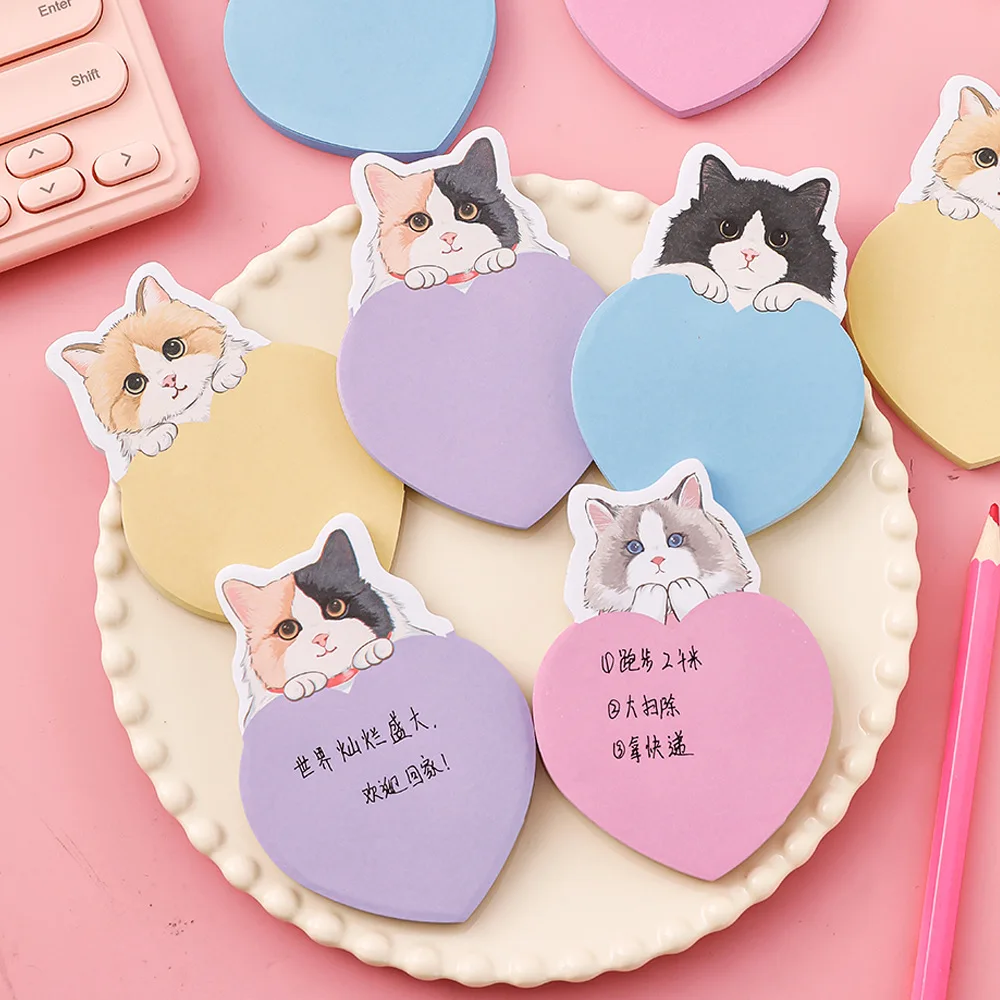 30 ورقة الكرتون الغريبة القط ملاحظات لاصقة الطالب الإبداعية رسالة مذكرة ملاحظات كتاب توسيع كتيب المواد ملصقات