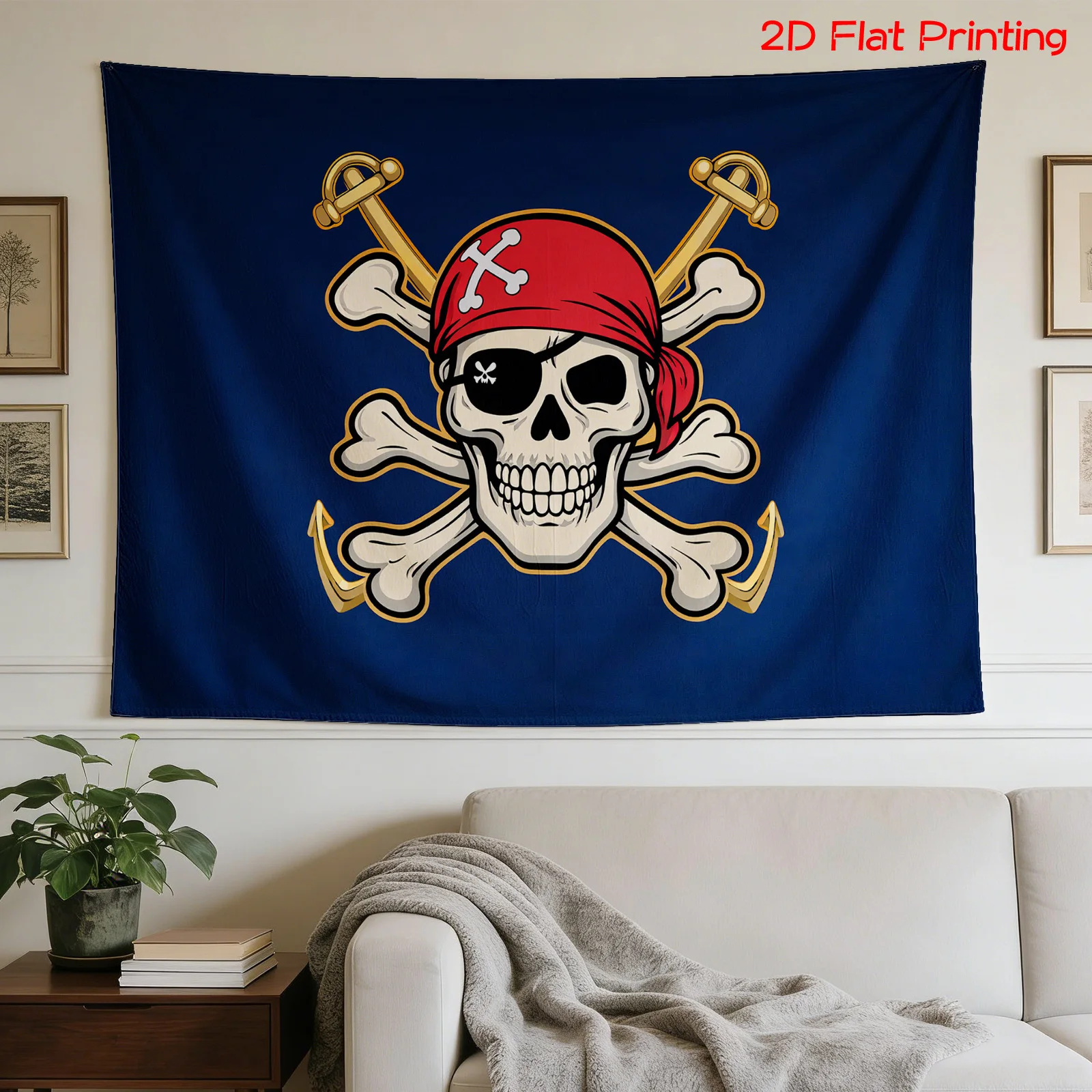 Nautical Pirate Skull Tapestry Wall Hanging Decor Skeleton Art Boho Gothic Large House Decoration Poster 180x320cm Man Cave Acce