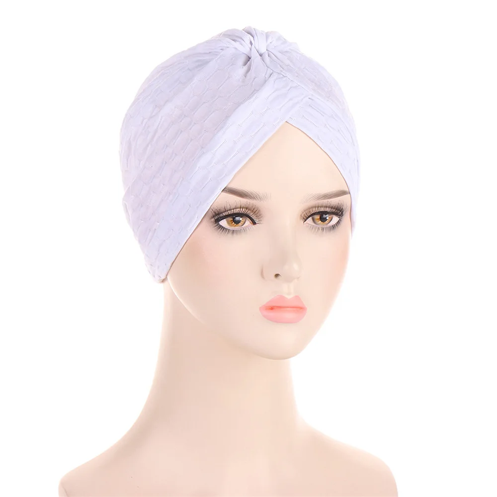 Muslim Women Twist Pleated Cross Hijab Turban Inner Chemo Cap Indain Bonnet Beanie Hair Loss Hat Under Scarf Headwrap Femme New