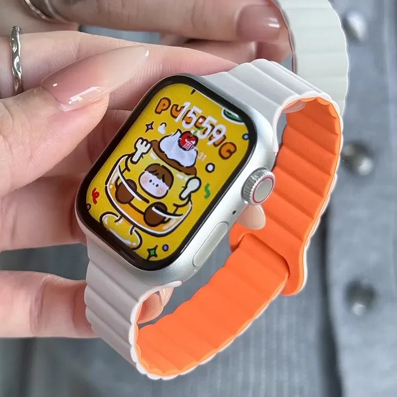 Women Slim Silicone Strap Magnetic Strap For Apple Watch S11 10 46/42mm 45mm 44 38mm 40mm 41mm 42mm iWatch SE 9 8 7 6 5 4 3 2 1