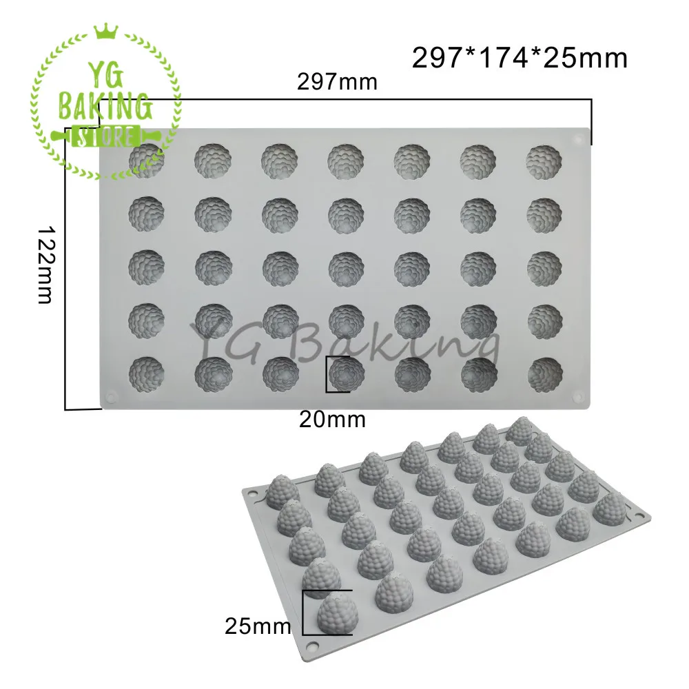 Dorica 35 Cavity Mini Raspberry Silicone Mousse Mold 3D Fruit Chocolate Mould Cake Decorating Tools Kitchen Baking Accessories