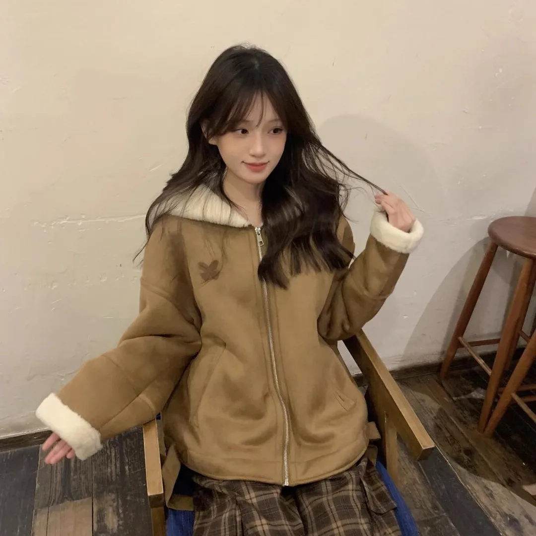 Hairy Coat Women's Winter Fur Top 2025 New Solid Color Korean Suede Lamb Fur Thickened Environmentally Friendly Fur Top