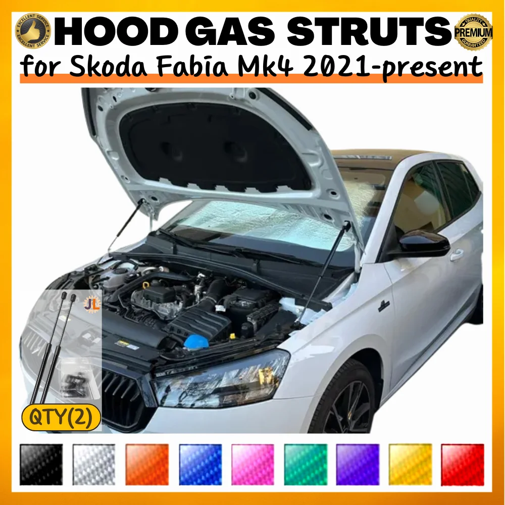 

Qty(2) Hood Struts for Skoda Fabia Mk4 2021-present Front Bonnet Modify Gas Springs Shock Absorber Lift Supports Dampers