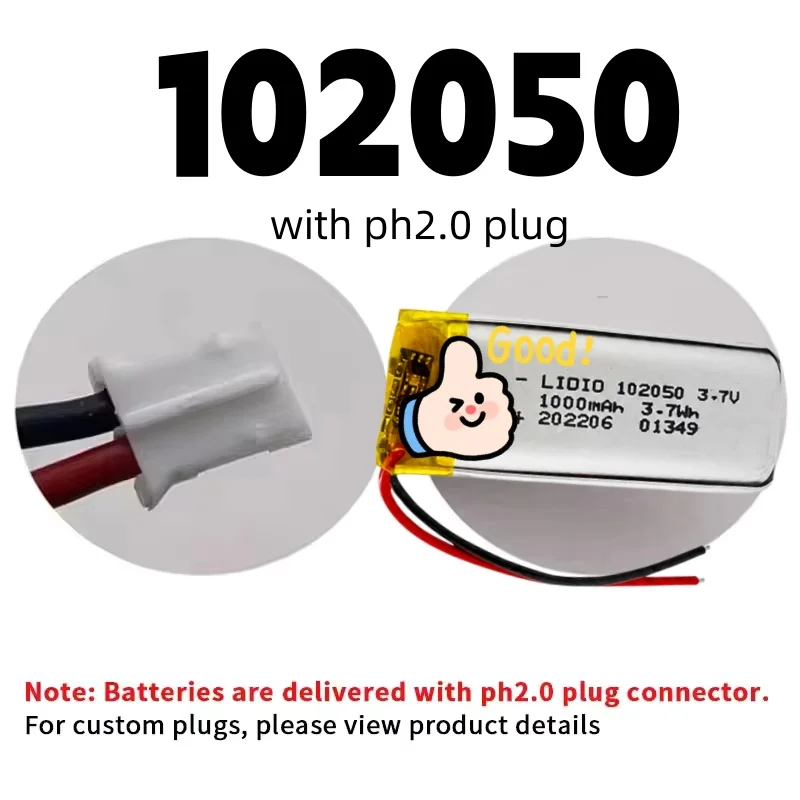 NEW 102050 3.7V 1000mAh Rechargeable Lipo Cells 1-10pcs Lithium Polymer Battery For Beauty Instrument LED Light GPS with PCB