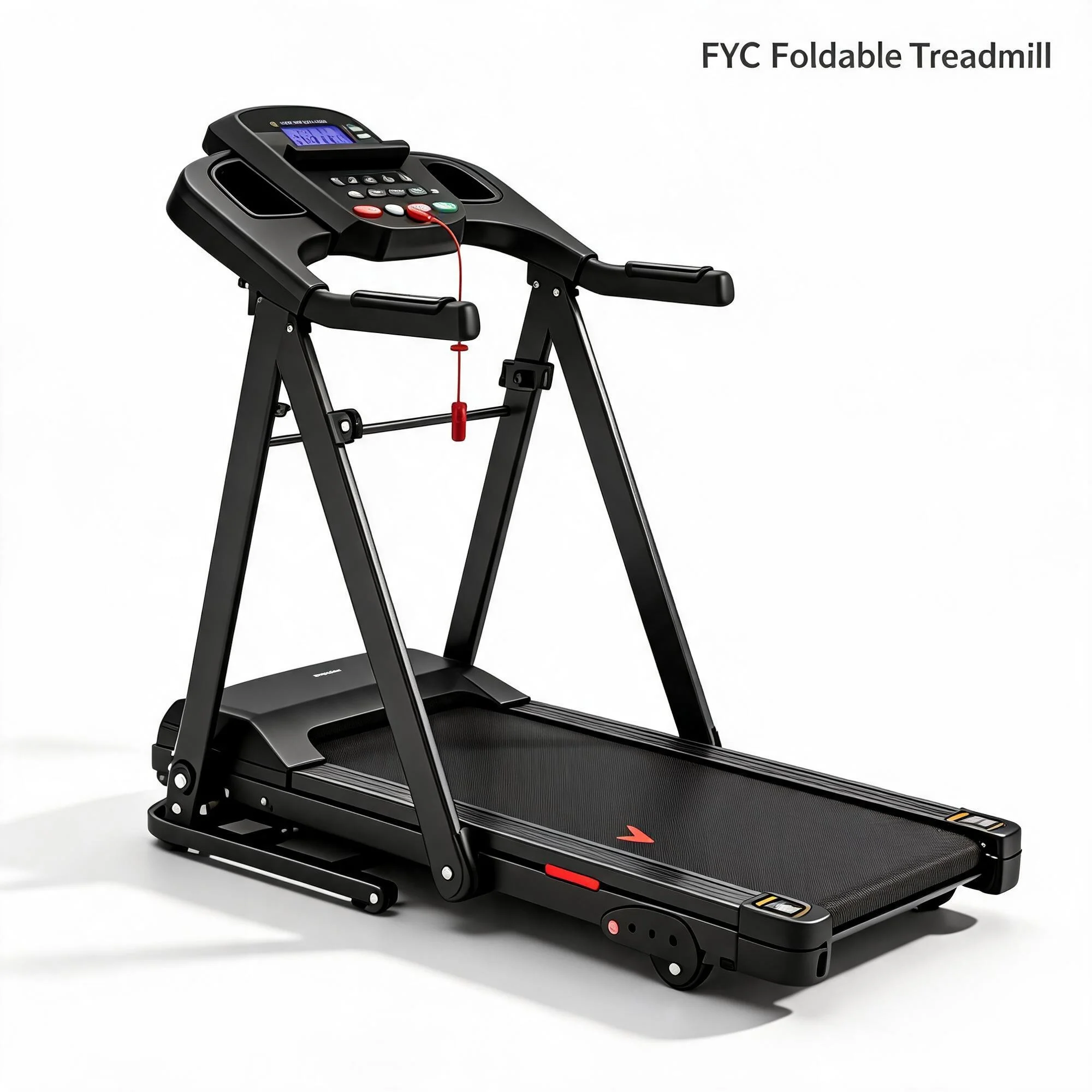 FYC Foldable Treadmill for Home, 2.5HP Quiet Electric Running Machine with 3‑Level Manual Incline, LCD Display, Transport Wheels & Safety Key, Max 220 LBS Capacity for Walking Jogging Cardio Workout
