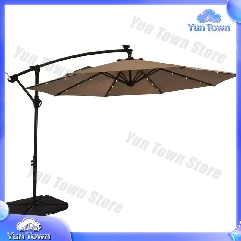 Solar LED Parasol for Outdoor Hotel Patio Garden Cantilever Umbrella Sunshade Commercial Furniture for LED Lighting