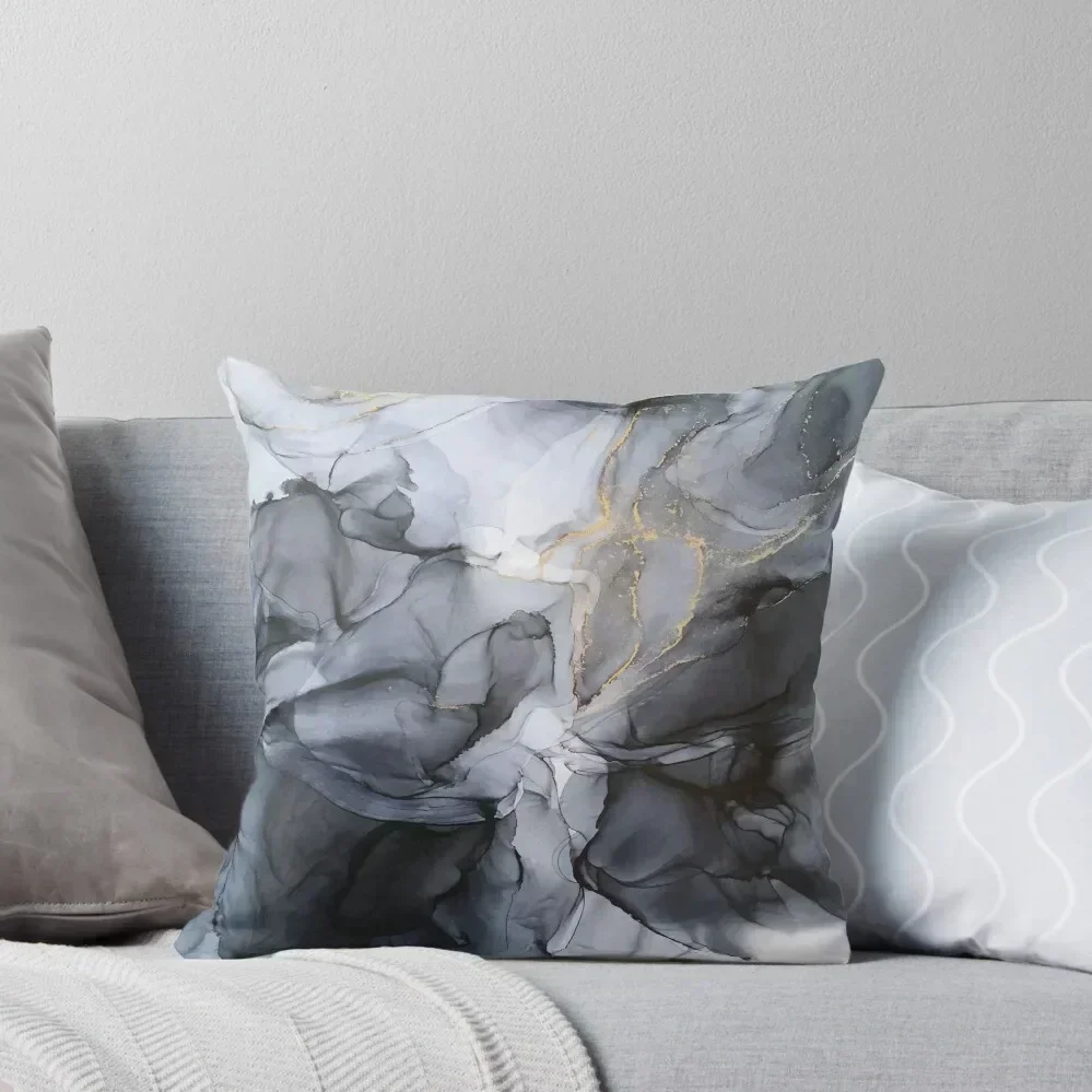 Calm but Dramatic Light Monochromatic Black & Grey Abstract Throw Pillow luxury sofa pillows Room decorating items pillow