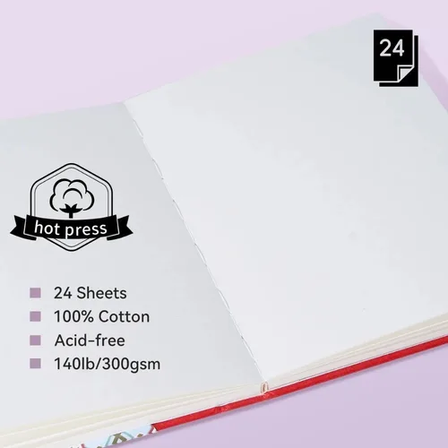 Imagen 2 del producto Cuaderno de bocetos de acuarela Arrtx 100% algodón manual de acuarela sin ácido 300 g 24 hojas