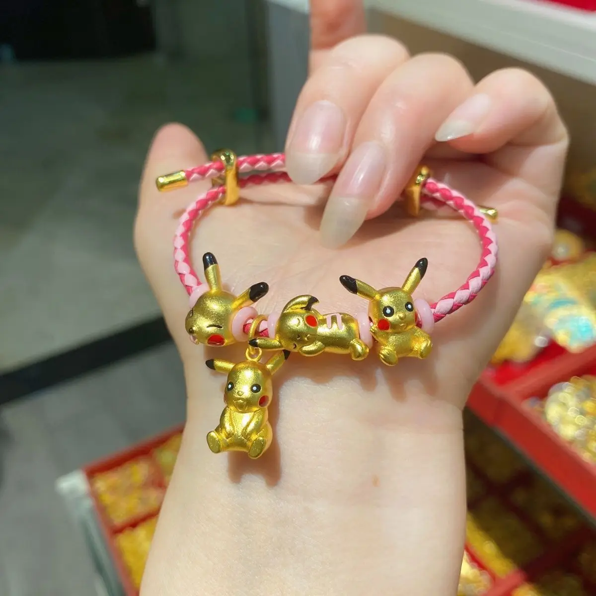 

2025 New Gold-Plated Original Pikachu Bracelet Girl Version Adjustable Bracelet Exquisite 3D Hot-Selling Gift for Women