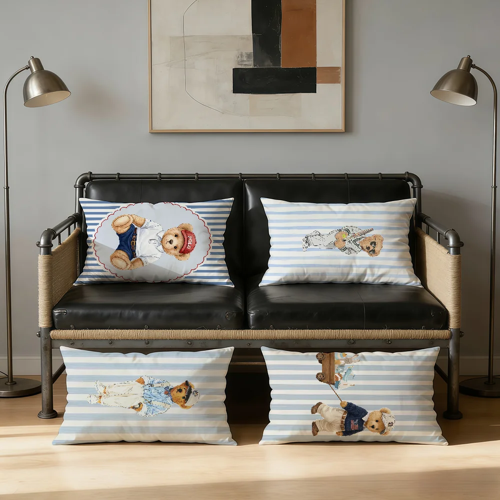 Fashion Luxury Bear L-Lauren-ES cushion cover Rectangle Pillow Cover Sofa Decoration Bedding Comfort Print