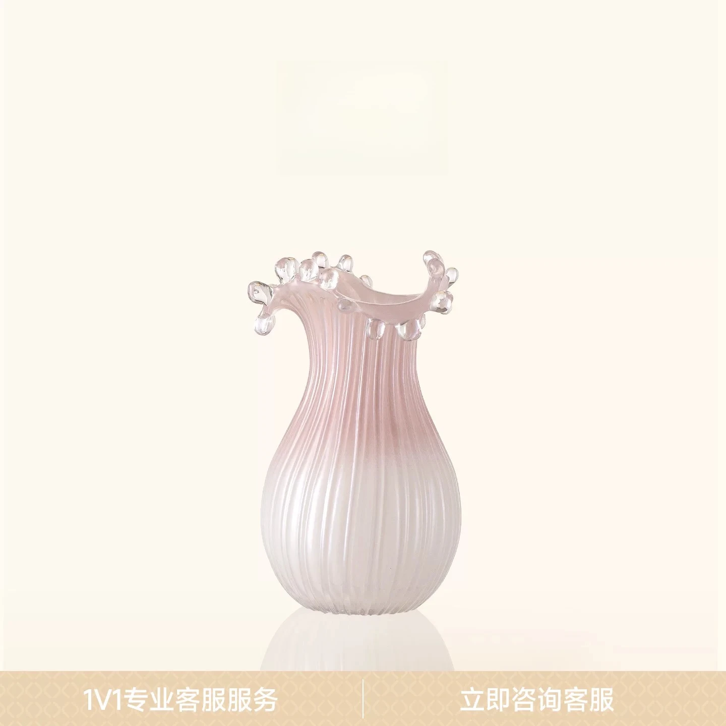 Medieval Fenton style glazed vase semi-light luxury high-end pink art handmade flower arrangement decorative ornament