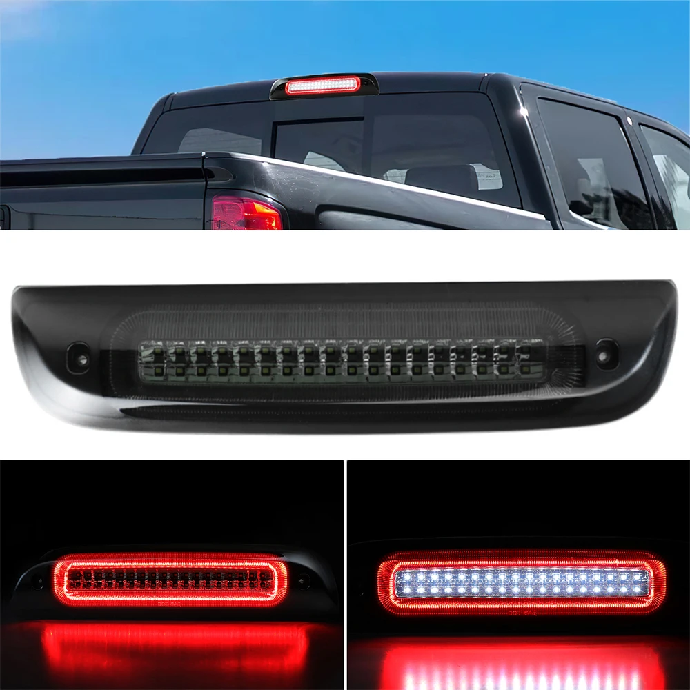 

3rd Third LED Ring Brake Light Dual Row High Mounted Rear Cargo Stop Light for Silverado/GMC Sierra 1500 2500HD 3500HD 14-19