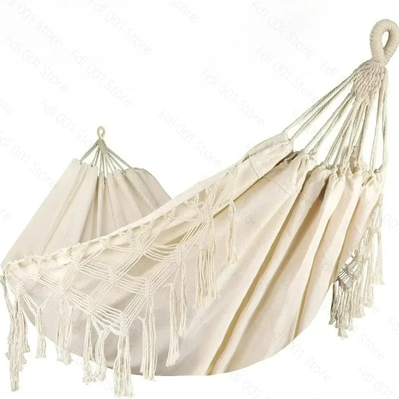 Children's Outdoor Swing Solid Wood Frame Cotton and Linen Adult Household Single Merry Su Hammock