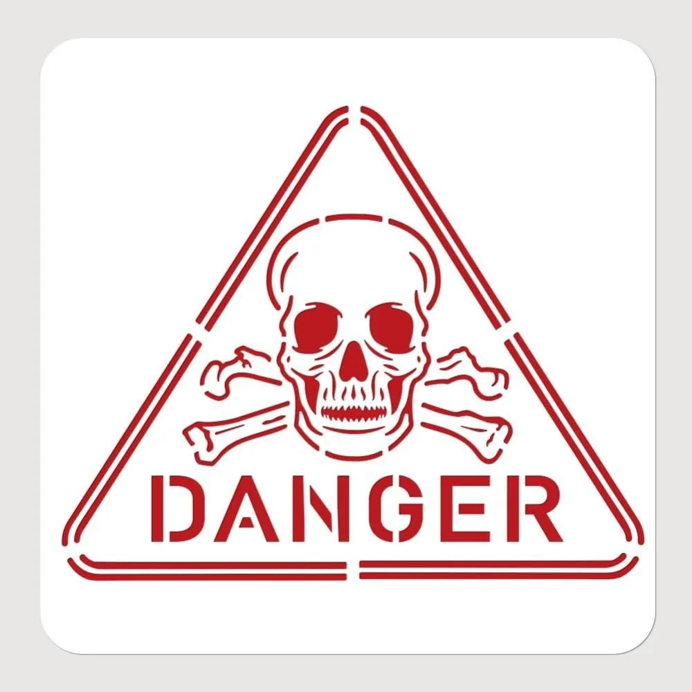 Warning Sign Painting Stencil 11.8x11.8inch Danger Words Painting Stencils Hollow Out Art and Craft Stencils Reusable Templates