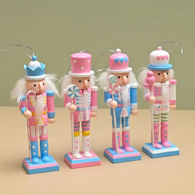 1/4Pcs Holiday Gifts Macaron Candy Series Nutcracker Puppet Soldier 12CM Christmas Tree Pendant Party Home Decoration