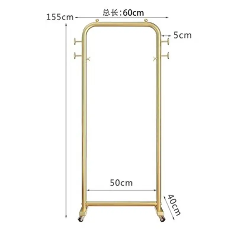 Light Luxury Nordic Multi Functional Clothes Hanger Floor Standing Mobile Coat Rack with Wheels Dress Suits Hanging Rod Storage