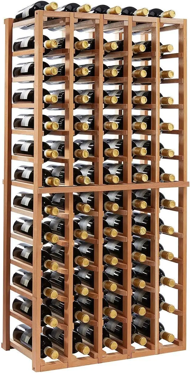 Wine Enthusiast N'Finity Stackable 4 Foot Wine Rack - 5 Column - Solid Mahogany - 60 Bottles - Stylish Durable Wine Rack Home