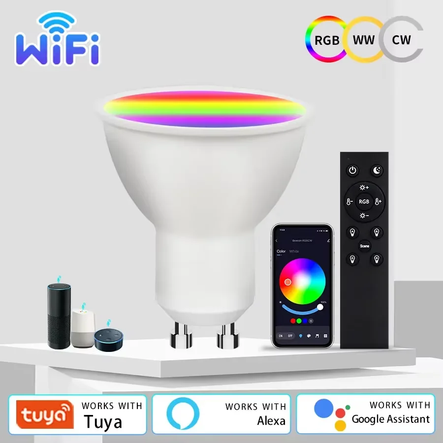 Tuya WiFi Smart LED Light Bulb 5W 7W 9W 220V GU10 Led Spotlight With RF 2.4G Remote Control Works With Alexa Geogle Home
