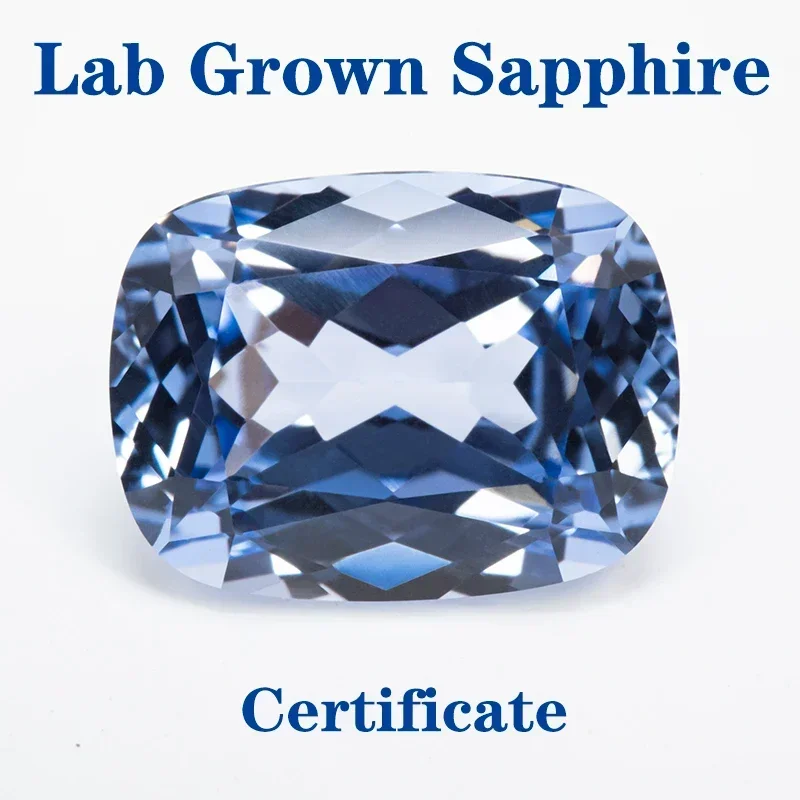 Top Lab Grown Sapphire เบาะรูปสี่เหลี่ยมผืนผ้า Cornflower สี VVS1 เลือก AGL Certificate Charms DIY สําหรับอัญมณีทํา