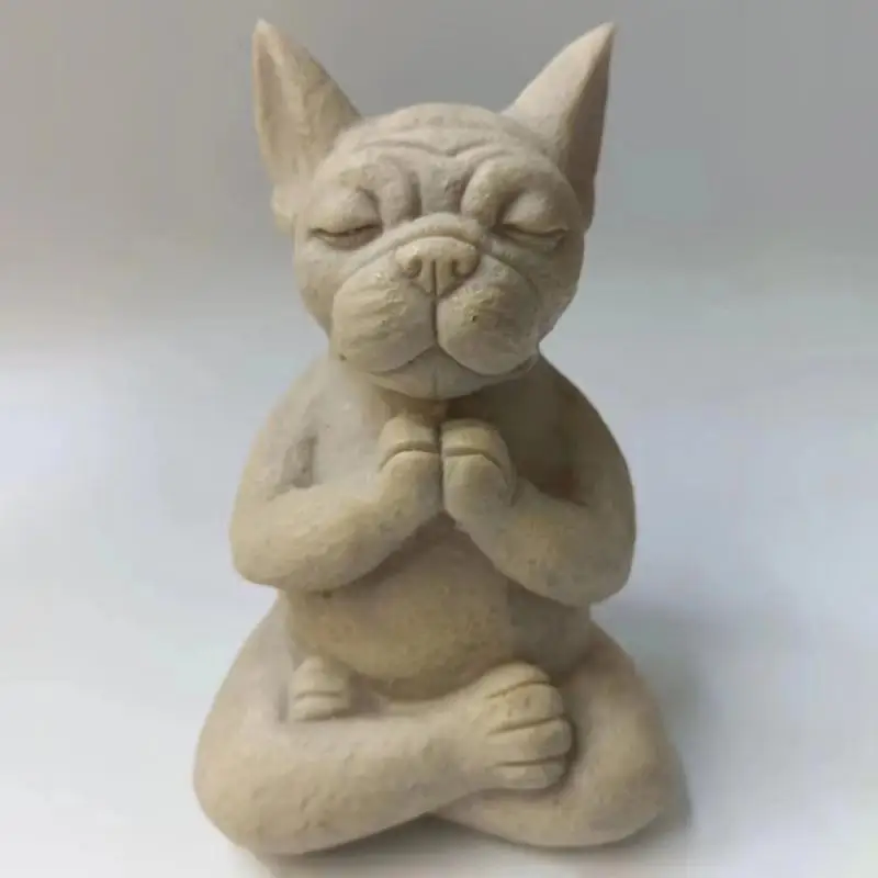 Resina Bulldog Escultura, Yoga Pose, Resistente Estátua Do Cão, Impermeável, Meditação, Decoração Do Jardim