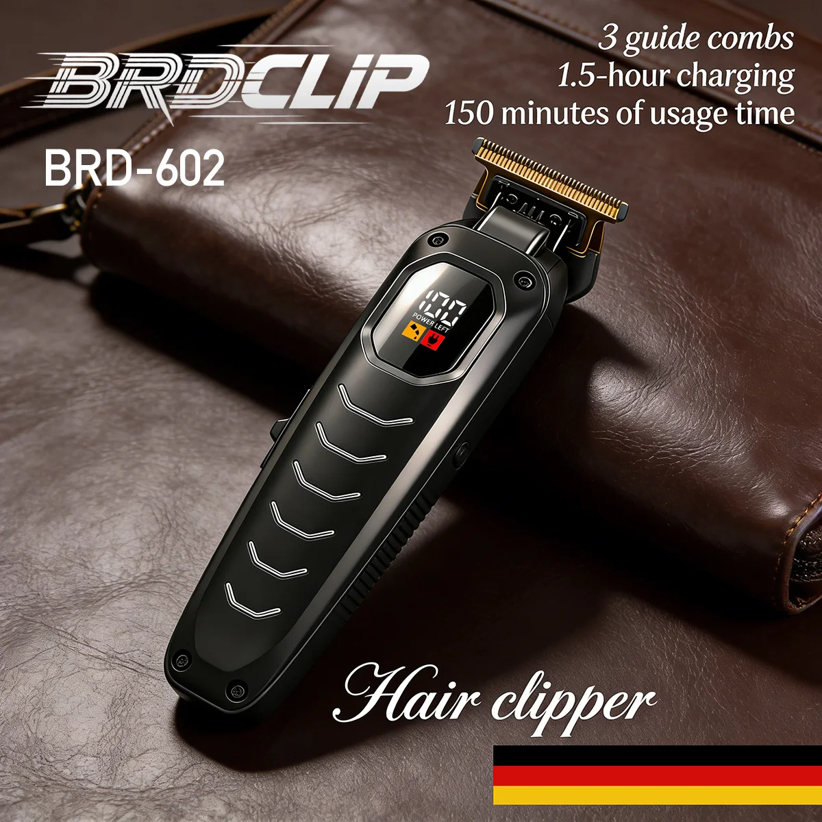 

BRDCLP 602 Professional Hair Trimmer Electric Fader Oil Head Trimmer Barber Cutting Salon LCD Display Men 1200mAH Type-C