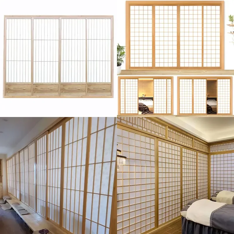 Custom Solid Wood Lattice Folding Partition Door Soundproof Sliding Room Divider for Tatami Home Decor