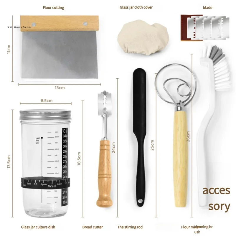 Banneton Bread Proofing Baskets Baking Supplies 9 Inch Round Sourdough Starter Kit Include Necessary Baking Accessories