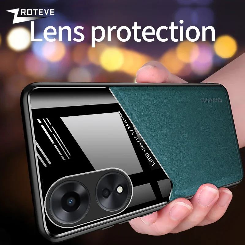 For OppoA58 Case Zroteve PU Leather Car Magnetic Hard PC Cover For OPPO A58 A38 A18 A78 4G OppoA38 OppoA18 OppoA78 Phone Cases