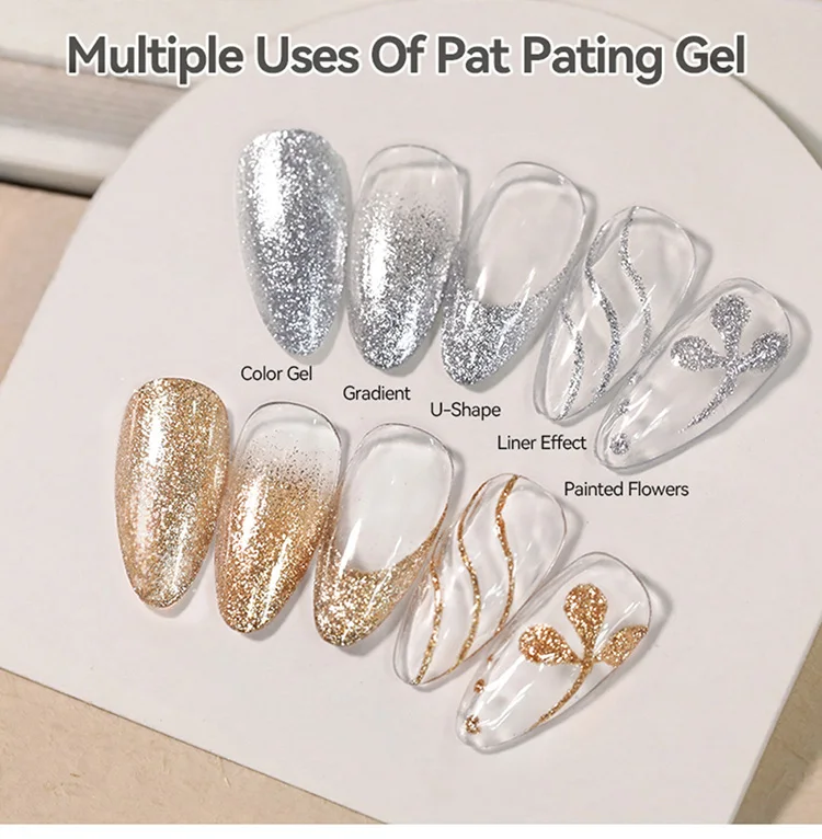 UR SUGAR Glimmer Pat Malgel Nagellack Gold Silber French Nails DIY Linien Blumen Malerei Patting Maniküre Nagelstempel – Detail 9