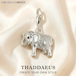 925 Sterling Silver Vintage Elephant Pendant Charm Trendy Women Men Fashion Jewelry Animal Lucky Gift