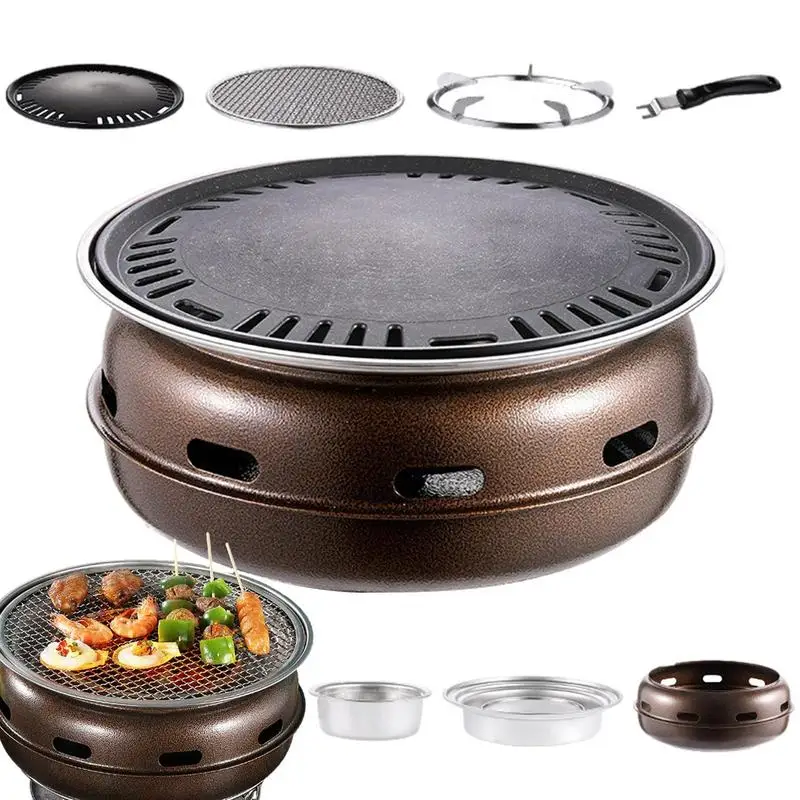 

Portable Camping Grill Stove Charcoal Fire Meat Roasting Household Non Stick Barbecue Stove Pan Outdoor Portable Barbecue Oven