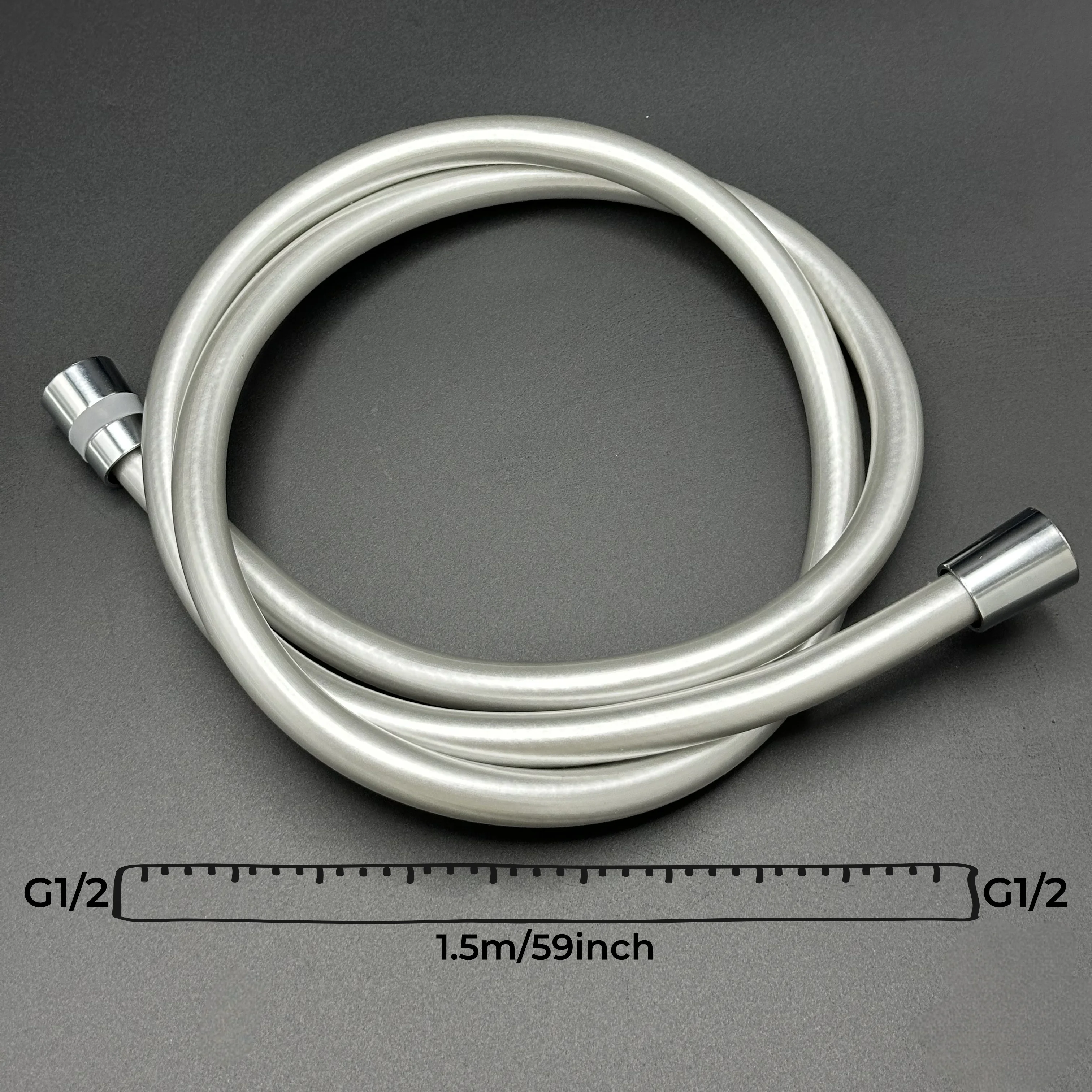 خرطوم دش PVC مرن مقاس 59 بوصة (1.5 م) - فردي (خرطوم واحد) أو عبوتان مع موصل مستقيم - خيط G1/2 عالمي