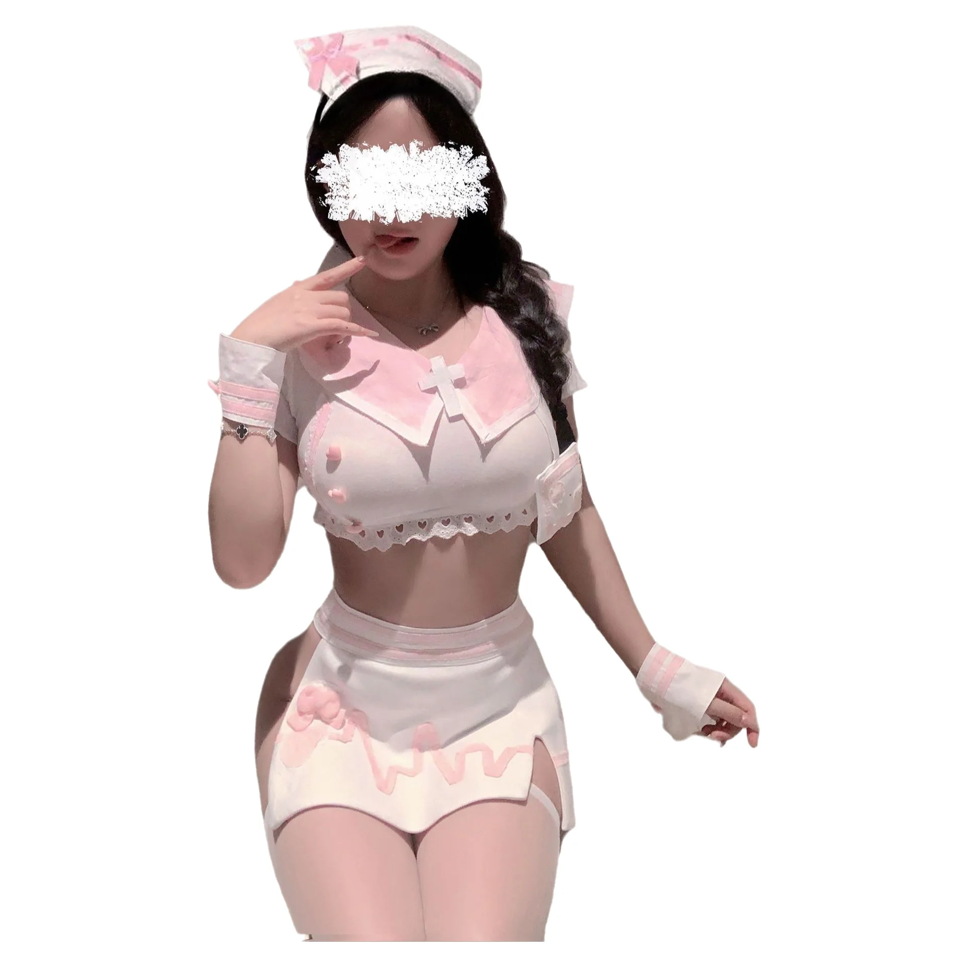 

Сексуальные комплекты в стиле милой медсестры Pure Desire: облегающие, с коротким рукавом, очаровательные, милые, для ночных клубов, размер XXNL