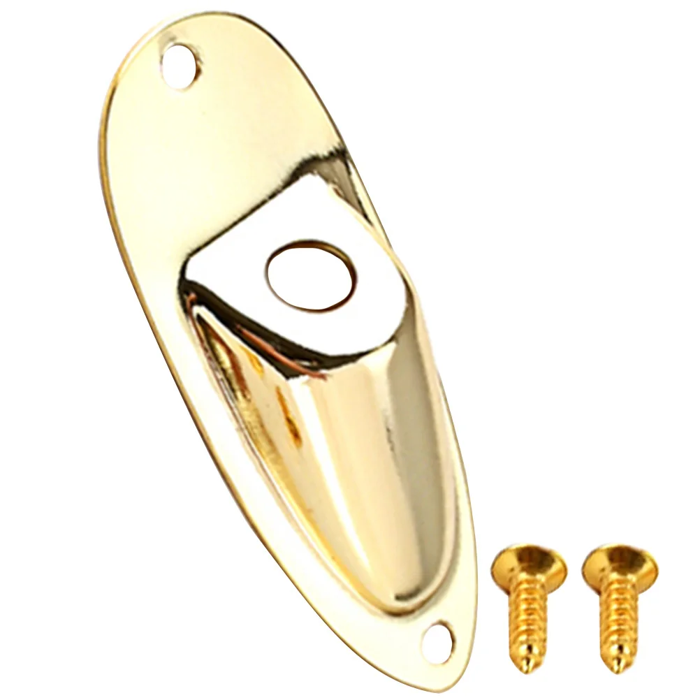 

1Set Guitar Jack Golden Durable Replacement for Electric Guitar Curved Practical Output Plate Accessory Sturdy Use