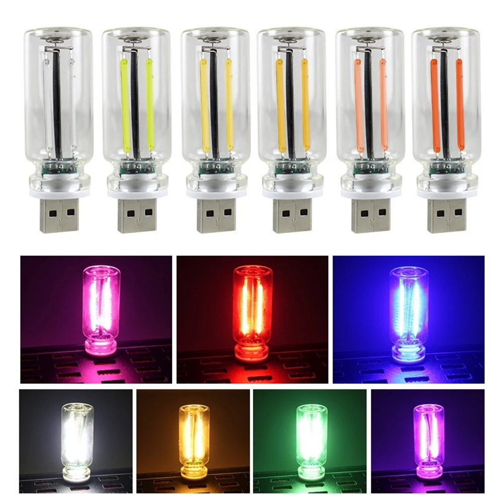 USB Touch Dimming Eye Protection Light LED Filament Glass Bulb 5V Retro Edison Bulb Night Light Car Decoration Ambient Light