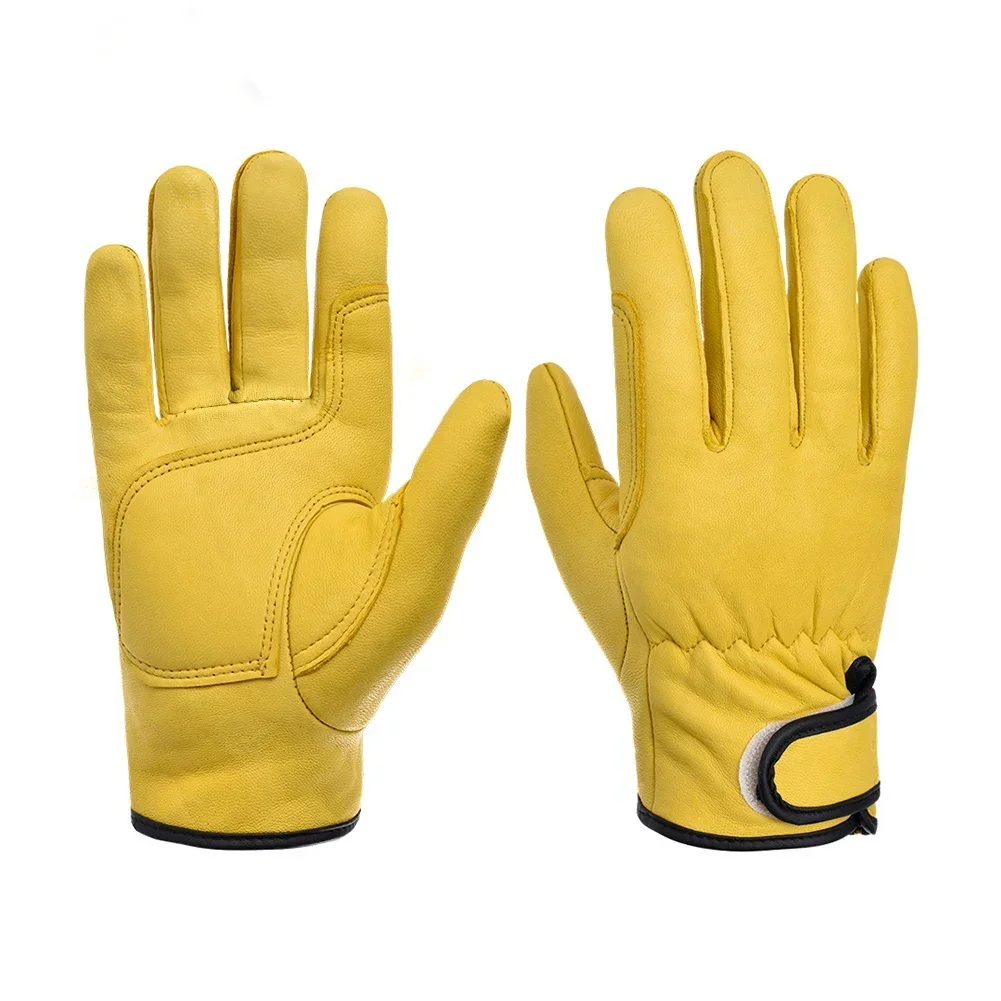 Men Work Gloves Soft Cowhide Driver Hunting Driving Garden Farm Welding Security Protection Safety Workers Mechanic Gloves