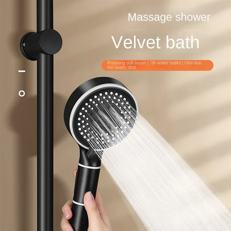 Double-sided silicone shower head Black pressurized home bath Shower showerhead head Toilet set