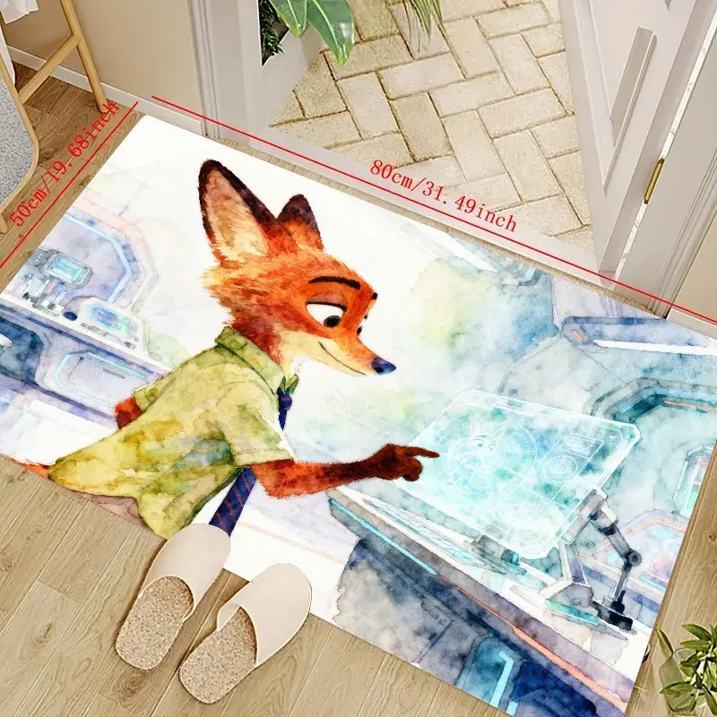 

1 шт. аниме мультфильм Zootopia Nick Wilde Fox напольный коврик, акварельный коврик для научных игр, нескользящий мягкий декоративный ковер f