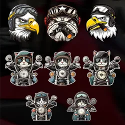 Cat Rider Motorcycle Stickers Motorbike Helmet Fuel Tank Fairing Cover Scratches Waterproof Vinyl Decals Funny Decoration