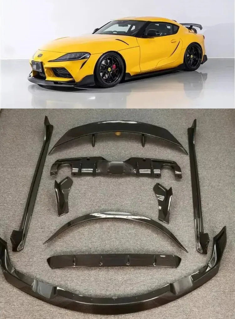 

For Toyota Supra A90 2019-2022 Carbon Fiber Front Lip Bumper Rear Diffuser Side Skirt Trunk Spoiler Cover Body Kit