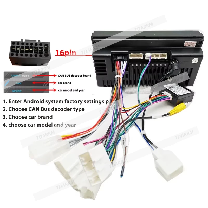 For Toyota Corolla/Camry/RAV4 With Canbus For Toyota High wiring 16pin Android Wire Harness Power Cable AdapterTY-XB-01 FT-RZ-01