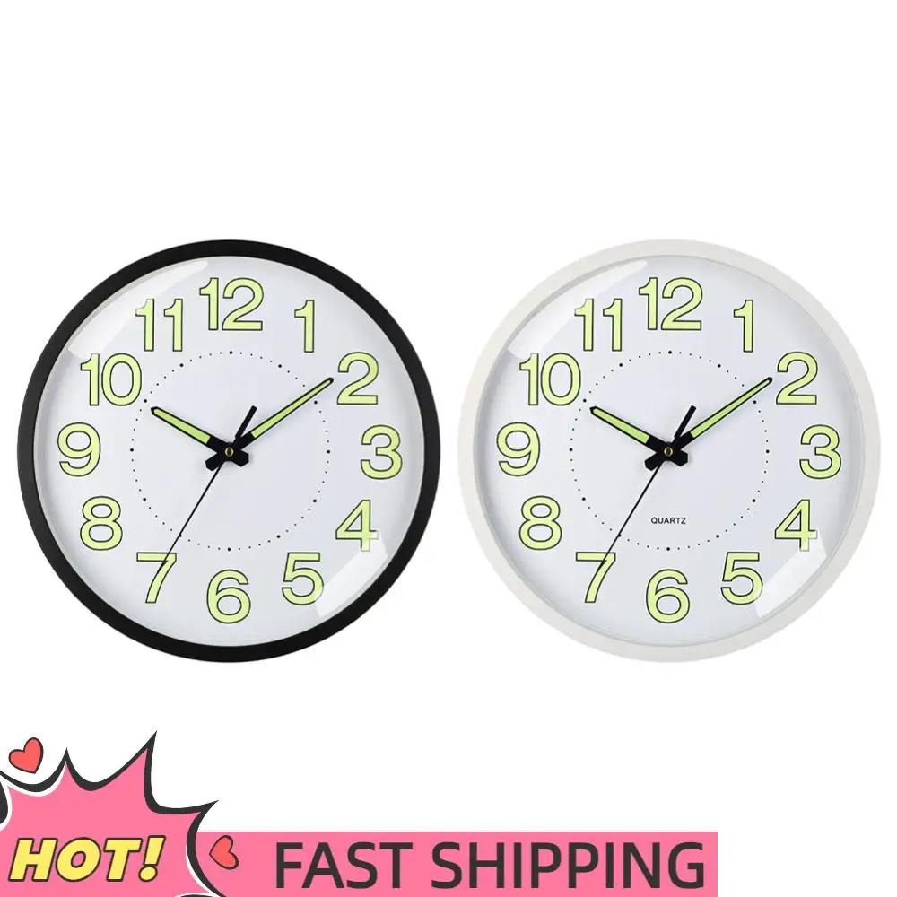 

12-дюймовые настенные часы, светящиеся в темноте, нетикающие светящиеся часы, энерпоглощающие цифры и стрелки, бесшумные кварцевые часы для спальни