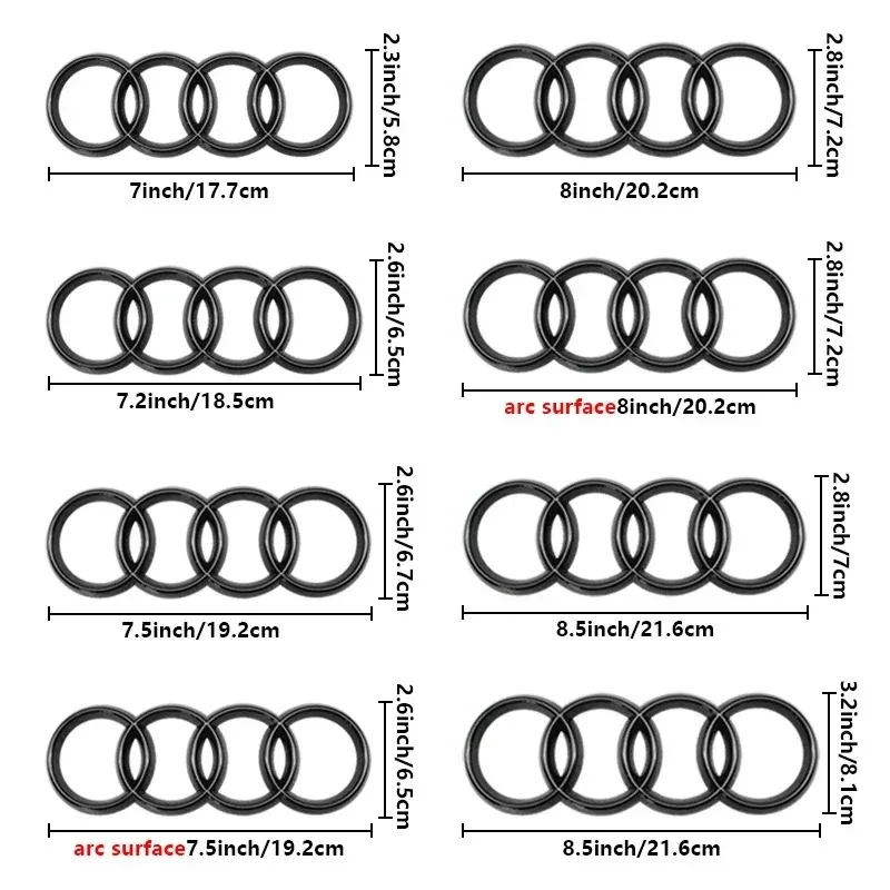 For Audi A3 A4 B8 8P A6 C7 A5 Q5 B7 B6 B9 SLINE QUTTRO RS Q3 Q7 S3 S4 S5 S6 4 Rings ABS Car Front Hood Emblem Bonnet Rear Logo view 3