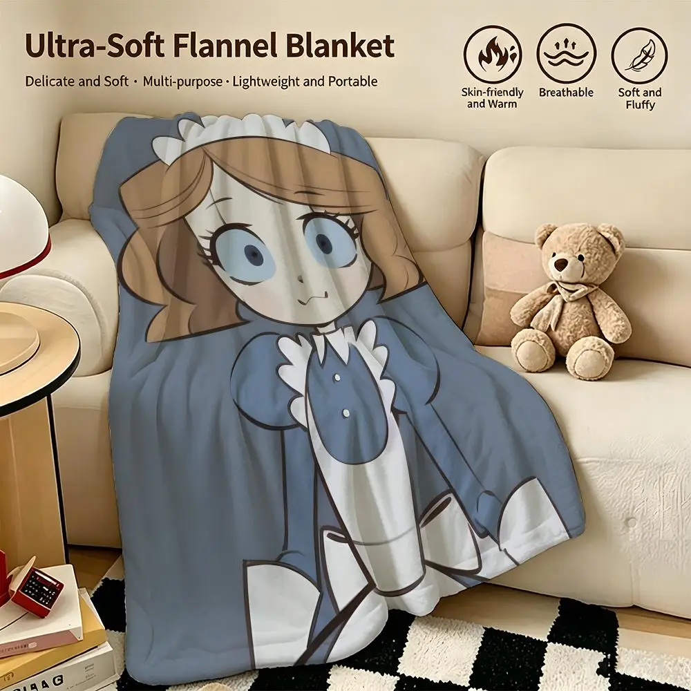 character E-Emmy the Robot-t Throw Warm Soft Flannel Blanket, Multi-use for Sofa Bed Camping Travel Nap