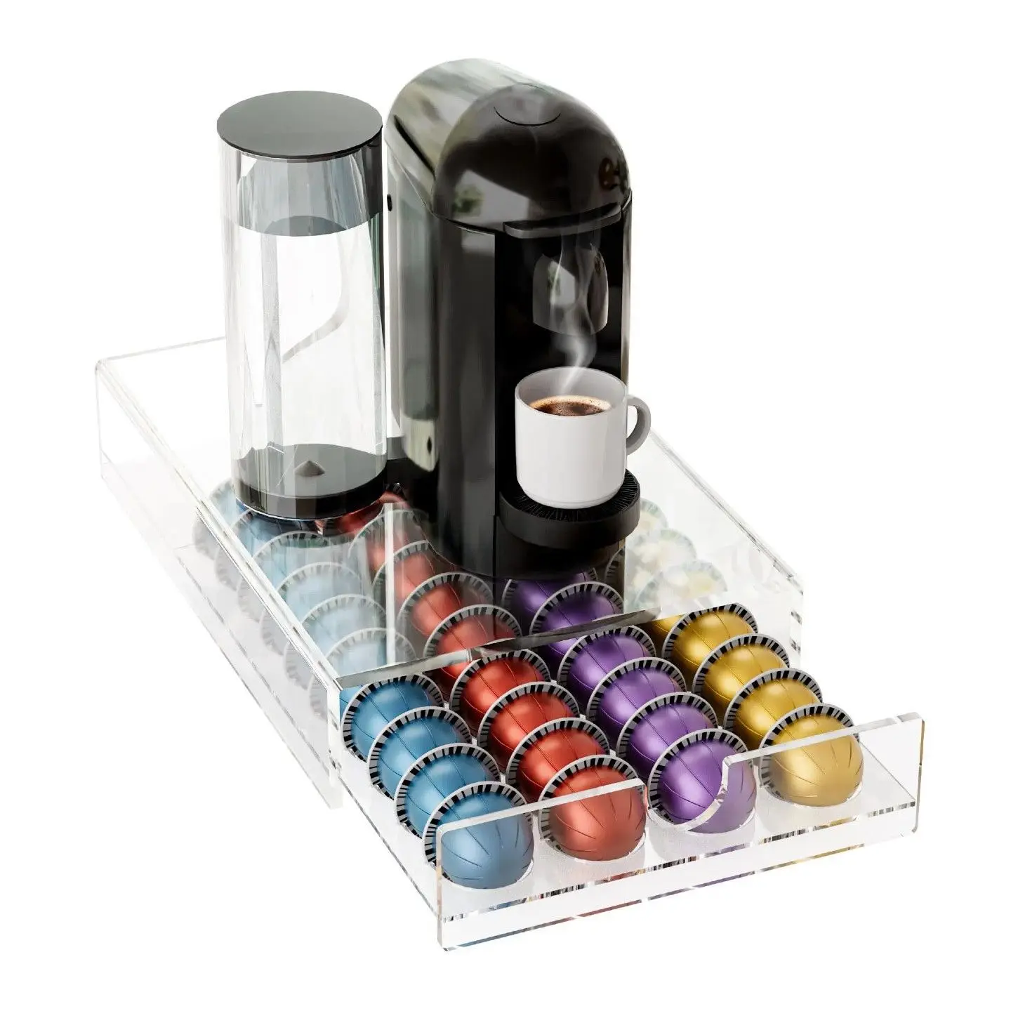 Caja de almacenamiento de café con cápsulas Nespresso de plástico, cajón, estante, caja de cápsulas Vertuo, Base para máquina de café, 40 Uds.
