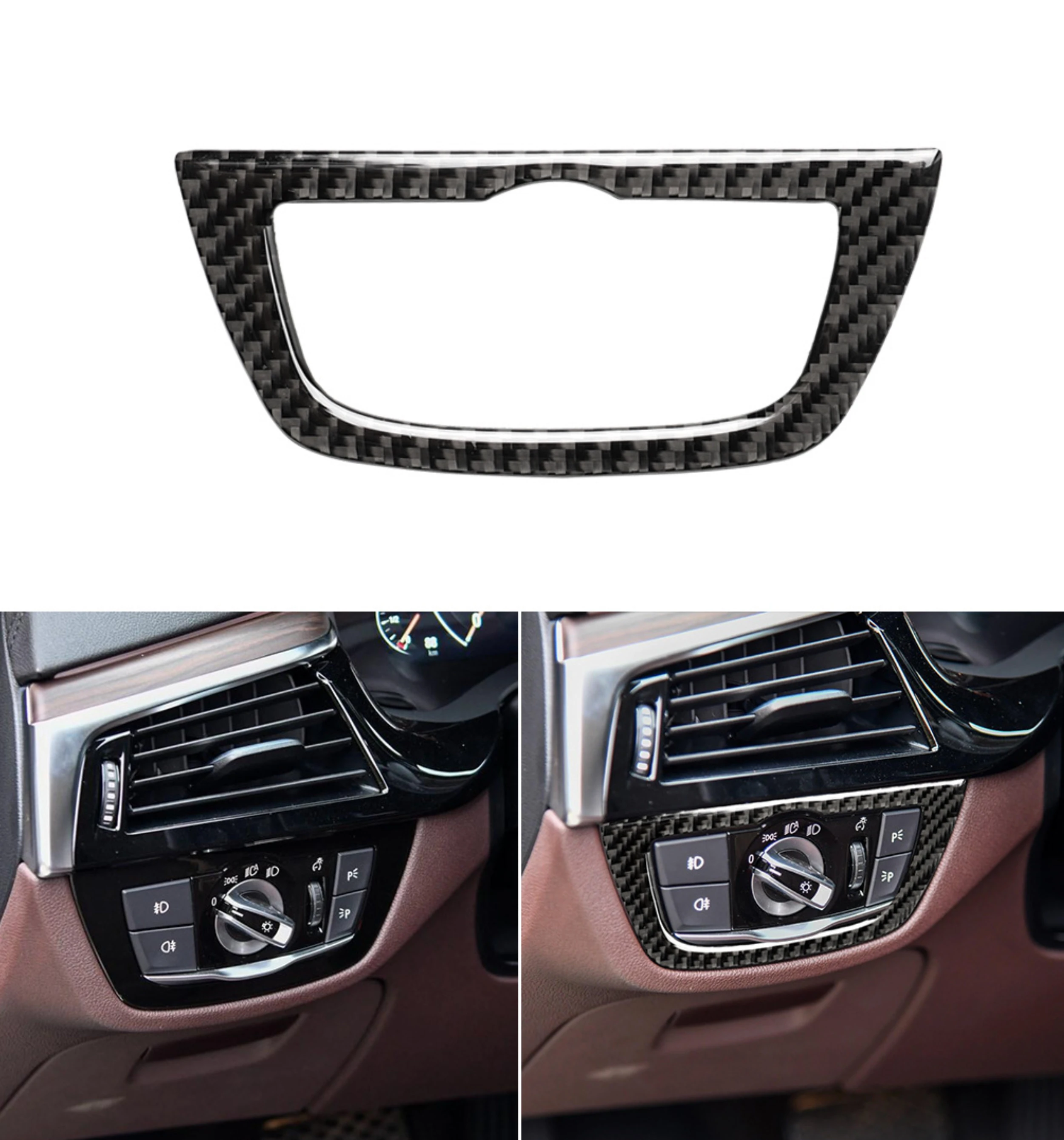 

Carbon Fiber Car Interior Headlight Frame Trim Cover Decorative sticker Car for BMW 5 Series G30 2017-2018 ABS Plastic