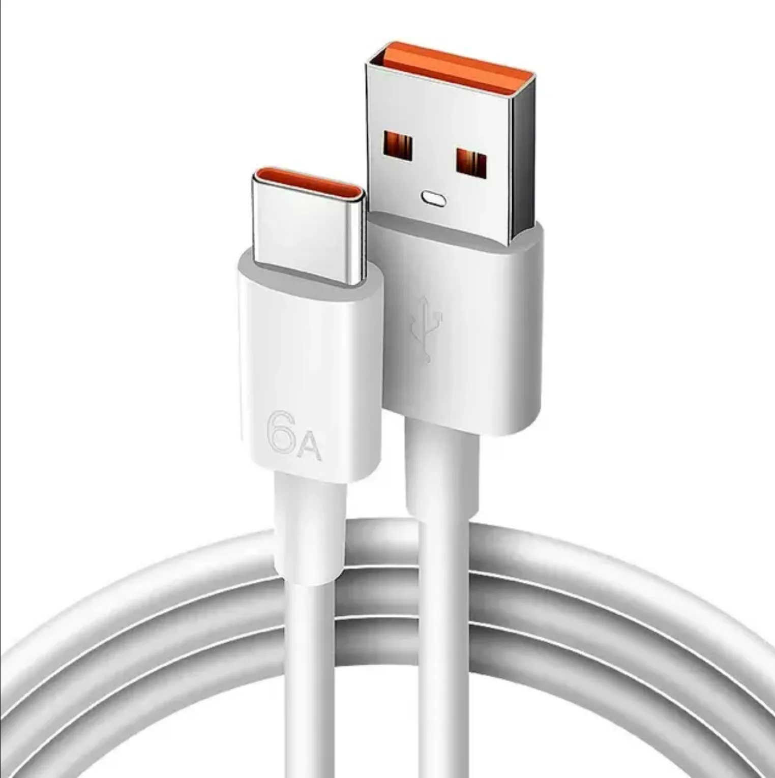 1m/3.3ft 6A big current fast charging usb c cable white for huawei mobile phone tablet PC