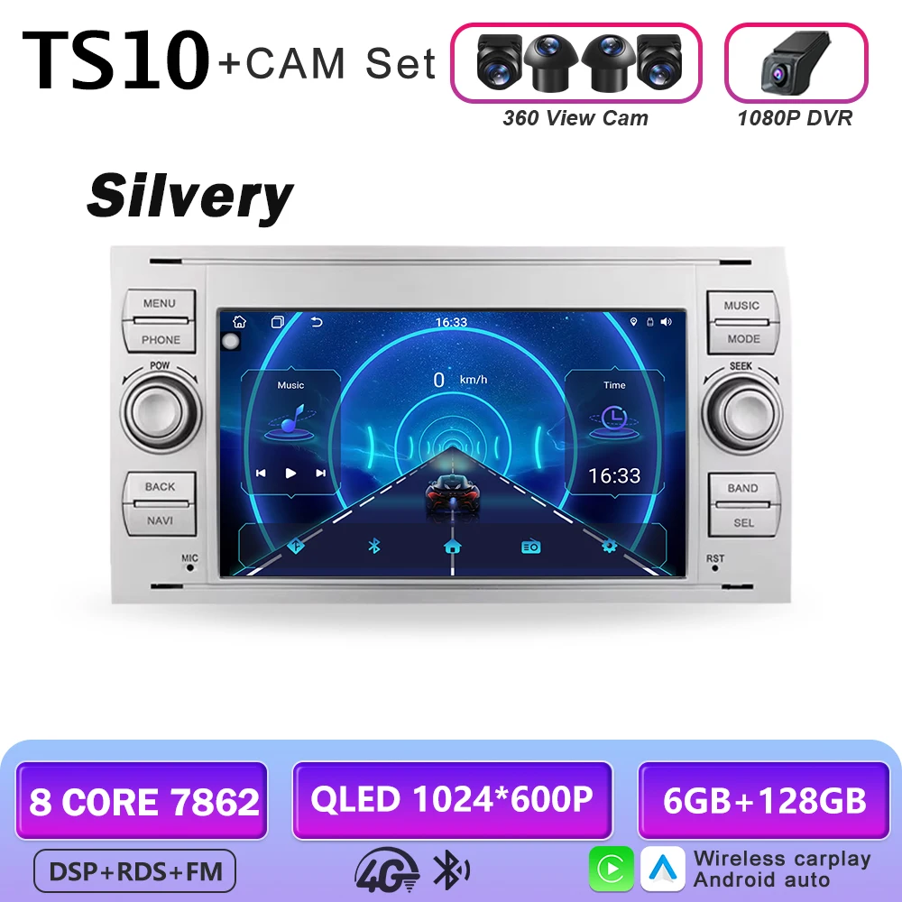 Android autoradio AUTO Carplay voor FORD C-Max Connect Fiesta Fusion Galaxy Kuga Mondeo S-Max Transit Focus GPS multimediaspeler