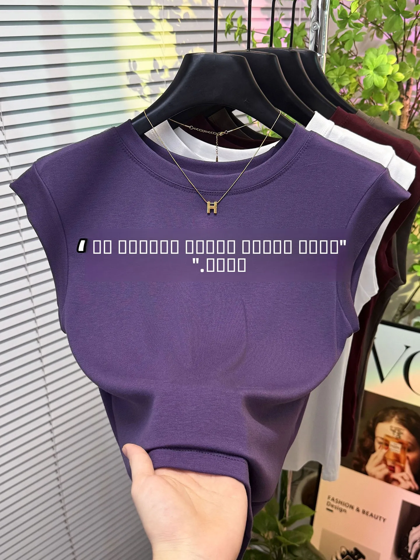 

Slimming Effect Purple Svel round Ne T-irt Casual Summer Trendy Small Flng Sve Women's Top Commute Sle Strai...